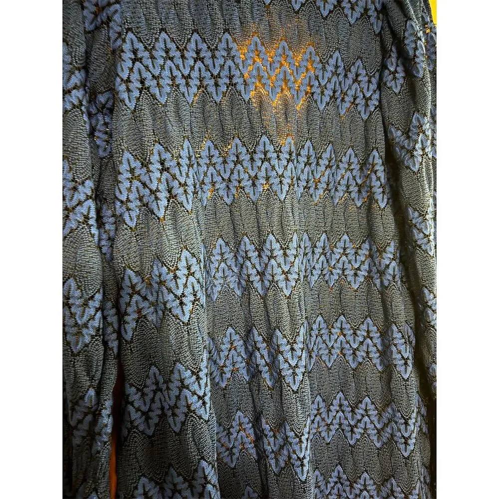 Free People XS Blue Crochet Lace Bell Sleeve Mini Dress Casual - Picture 3 of 6